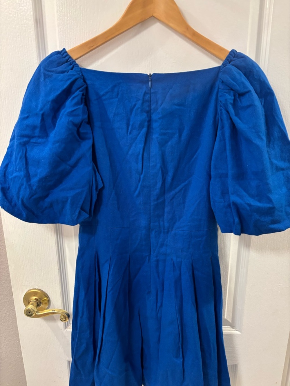 House of Harlow 1960 Twist Front Mini Dress Puff Sleeve Pleated Babydoll Flirty - Picture 5 of 16